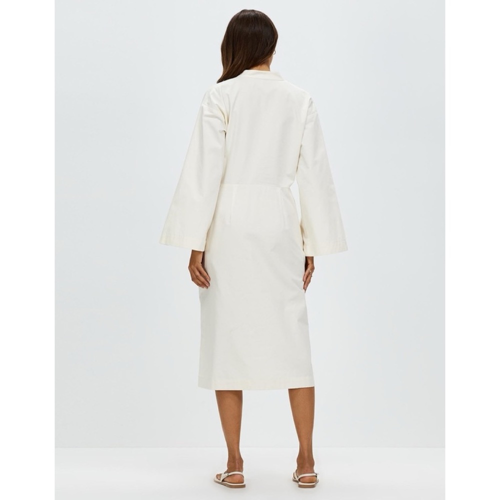 Bondi Born Estel Midi Dress (Sz M) Organic Cotton & Silk Kimono Sleeve Coconut - Picture 3 of 16
